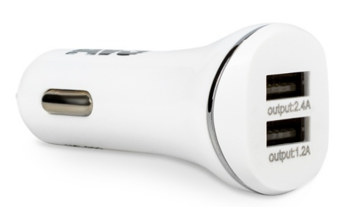 Автомобильное зарядное устройство AVS (2USB,  2.4А) белый UC-322