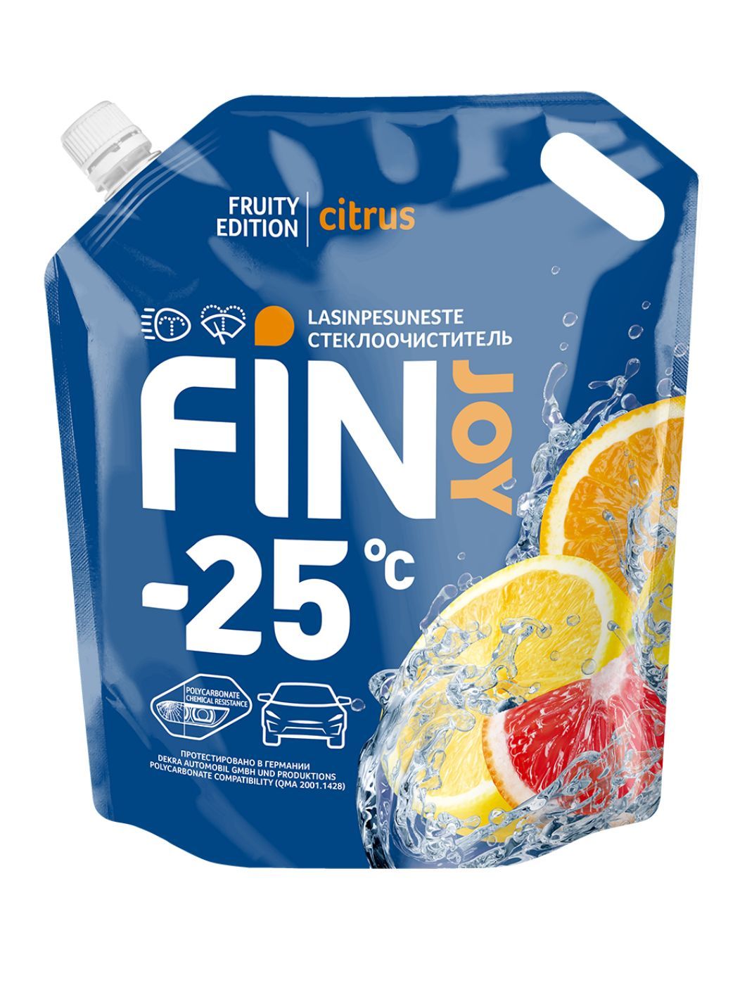 Очиститель стекла FIN JOY FRUITY citrus -25*С 3л дой-пак зимний