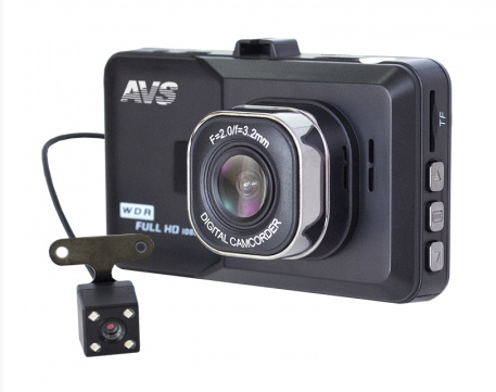 видеорегистратор avs vr-202dual-v2 (угол обзора 140°+90°, датчик движения, g-сенсор, камера заднего вида)