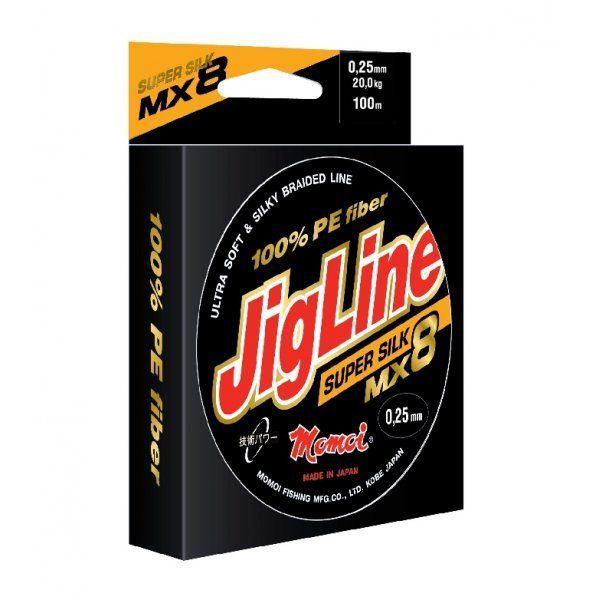 Шнур JigLine MX 8 Super Silk 0, 19 мм, 16 кг, 100 м оранжевый