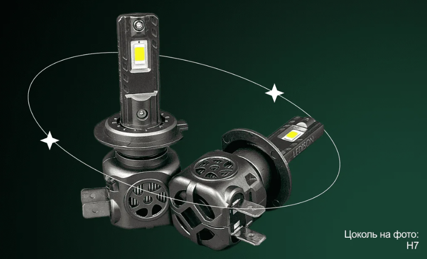 Светодиодная лампа H7 Ledison Compact (№4) (12-24V,  80w,  8000Lm,  5000K,  Canbus) (2шт.к-т)