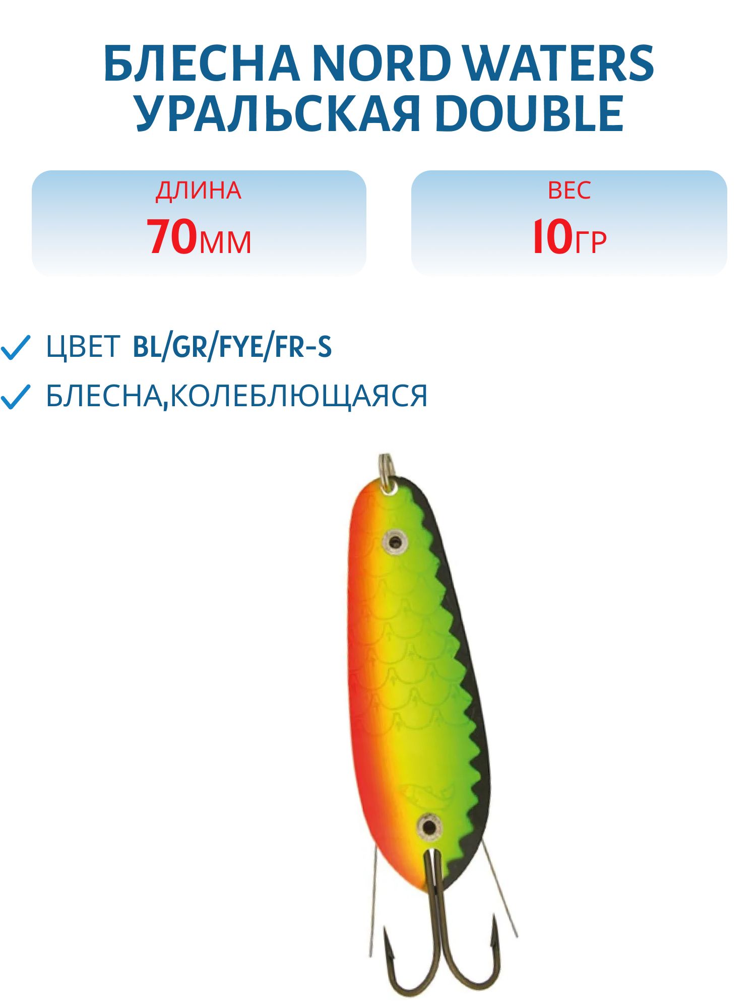 Блесна "Rasanen"  70/10 BL/GR/Fye/FR-S