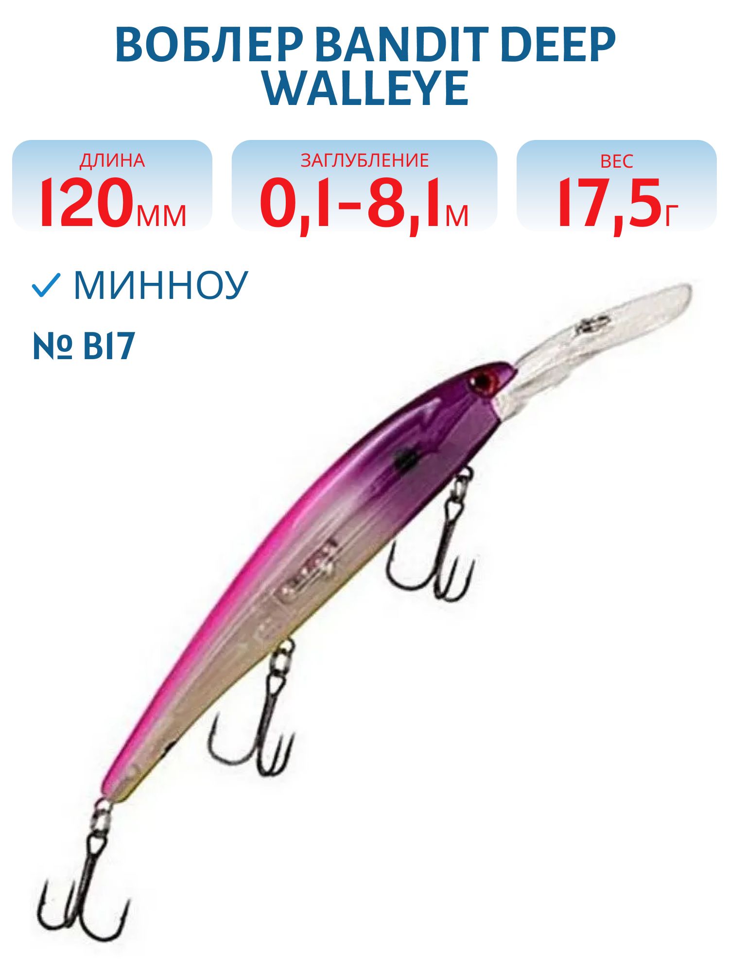 Воблер BANDIT DEEP WALLEYE B17