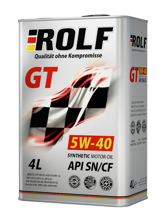 ROLF GT 5W40 SN/CF 4л синтетическое моторное масло