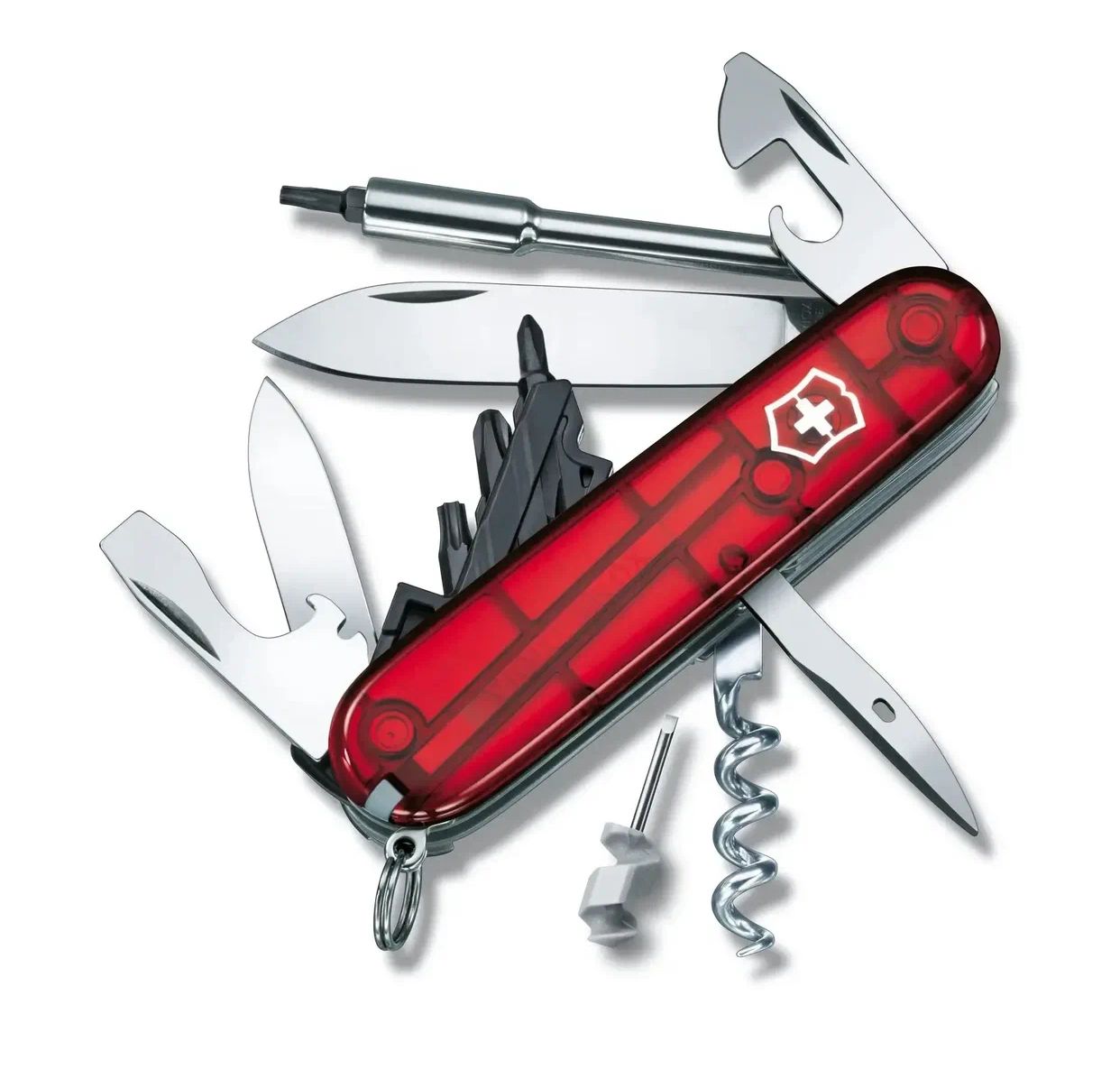 Нож Victorinox Spartan (1.3603.T),  91мм,  12ф.,  прозрачн. красный