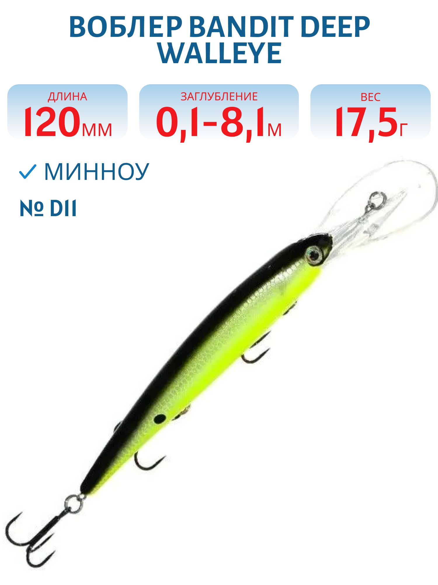 Воблер BANDIT DEEP WALLEYE D11