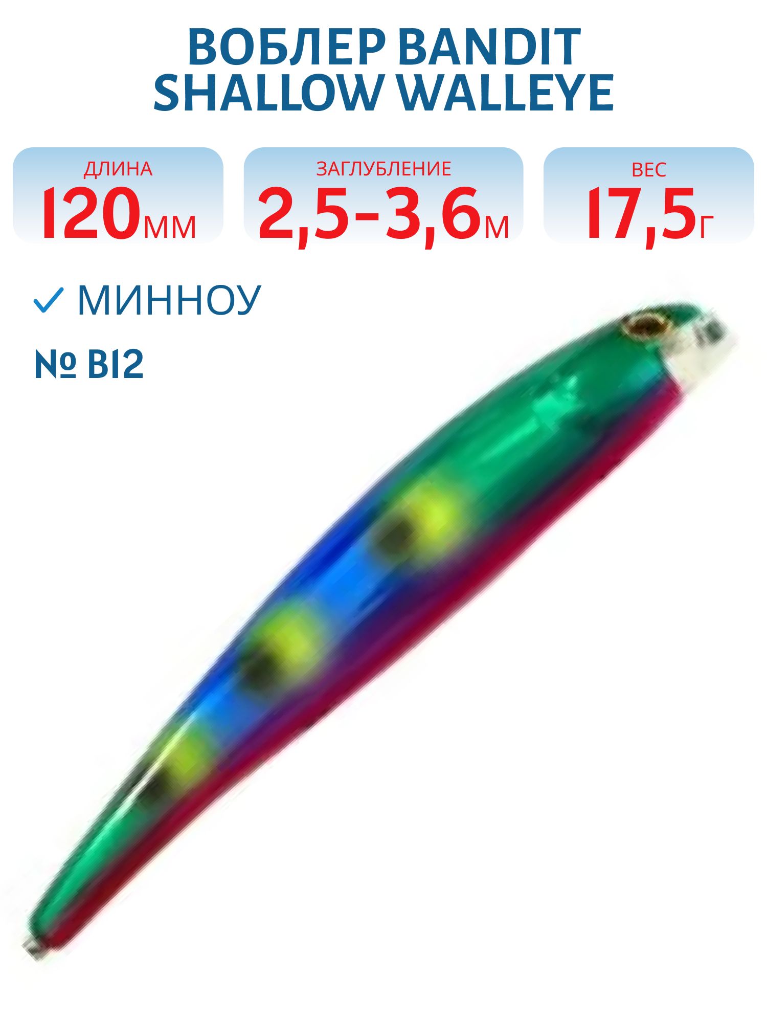 Воблер BANDIT SHALLOW WALLEYE B12