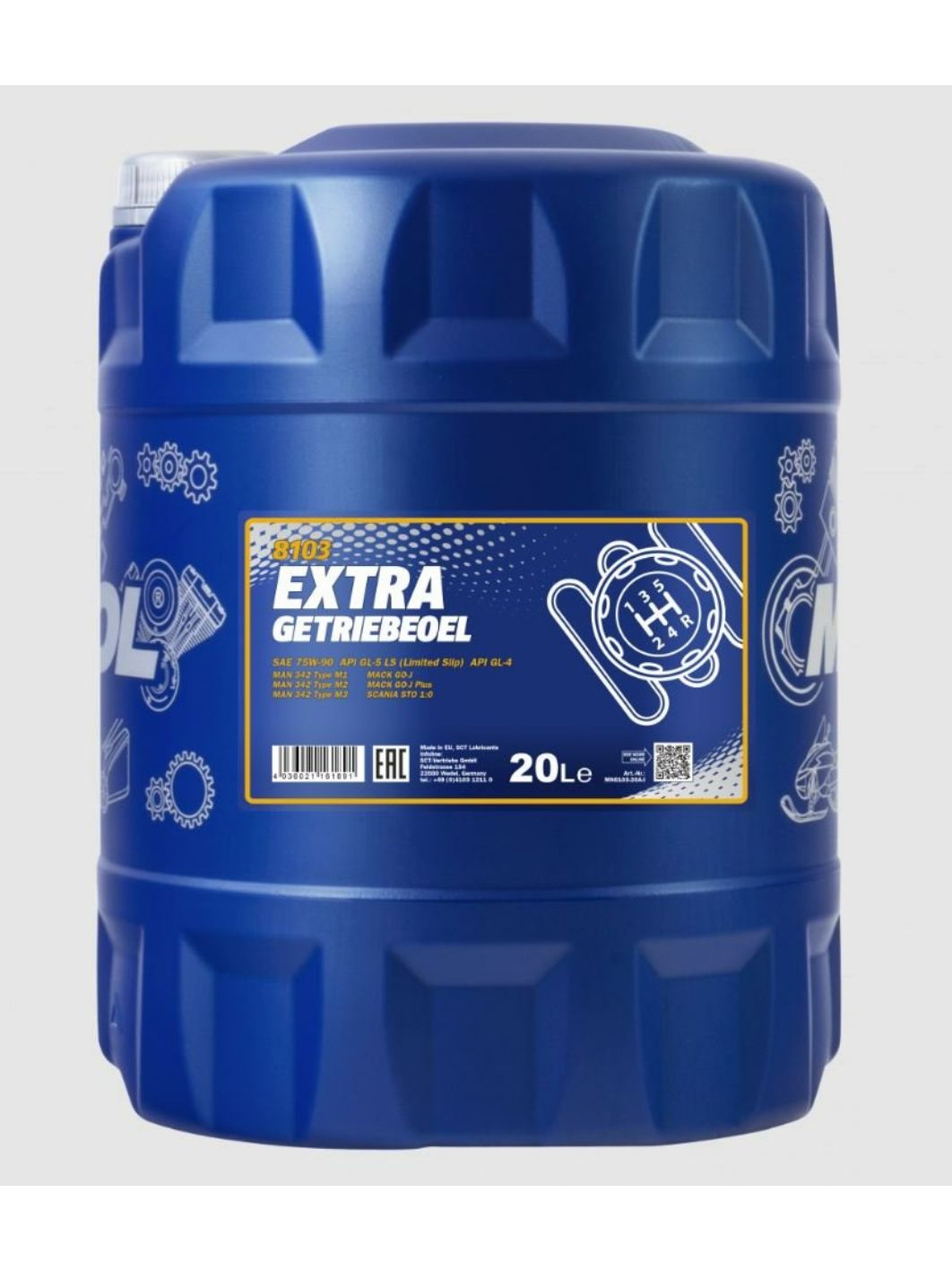 MANNOL Extra Getriebeoel 75W90 GL-4/GL-5 LS 8103 20л синтетическое трансмиссионное масло