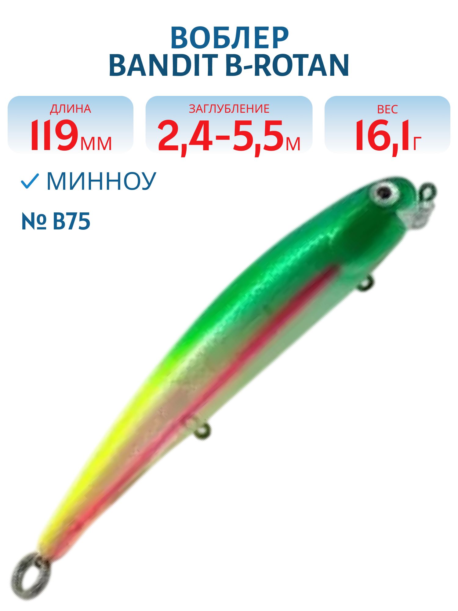 Воблер BANDIT B-ROTAN B75
