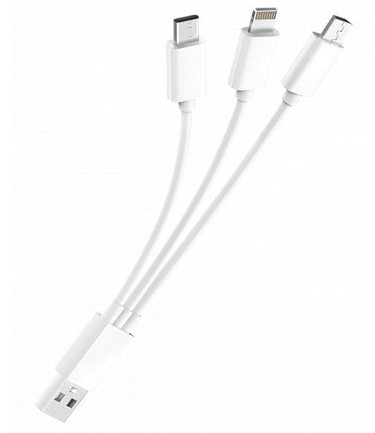 кабель usb 2.0 - microusb/lightning/typec (0.2м, 2.1а) только зарядка olmio (38897)