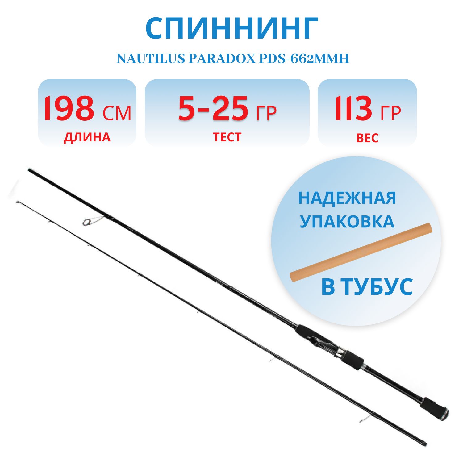 Спиннинг Nautilus Paradox PDS-662MMH 198см 5-25гр