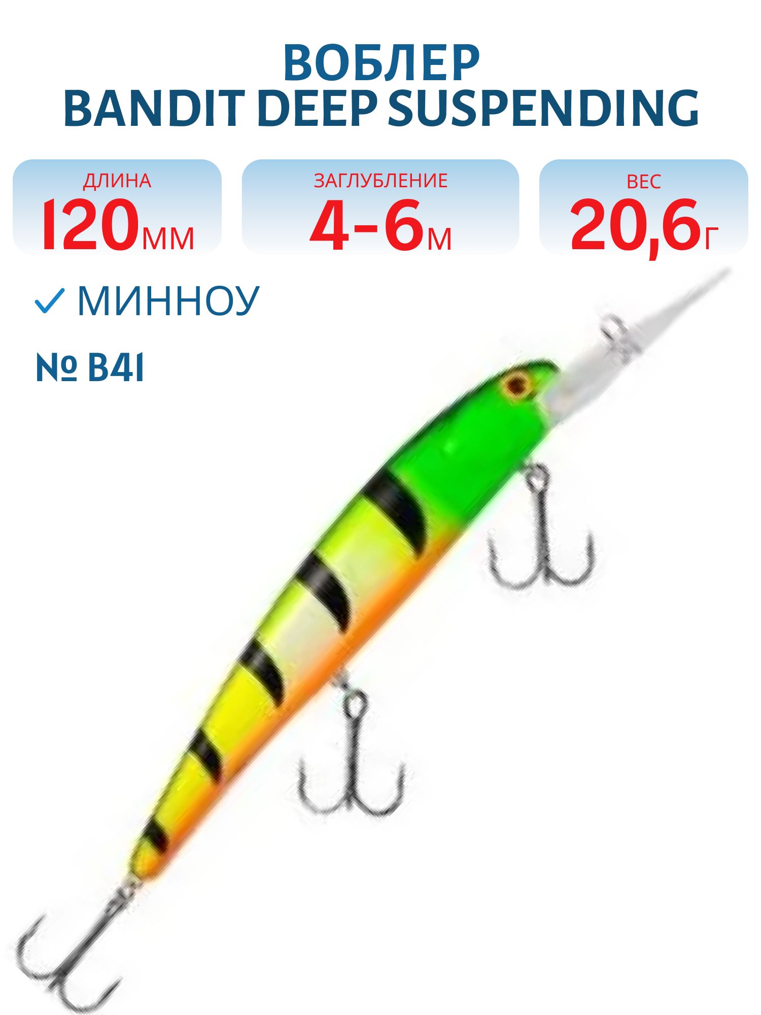 Воблер BANDIT DEEP SUSPENDING MINNOW B41