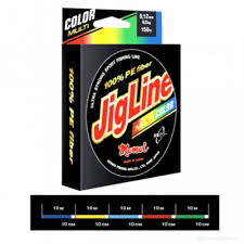 Шнур JigLine Multicolor  0,14 мм,  10,0 кг, 100 м 5 цветов по 10м.
