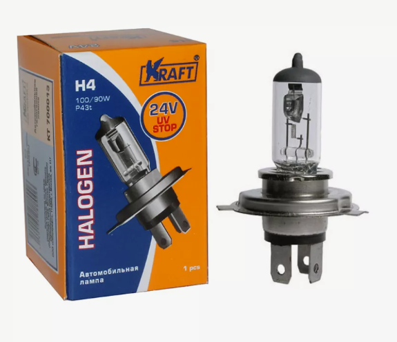 Автолампа галогеновая Н4 24V-100/90 KRAFT (KT700013) (1шт.)
