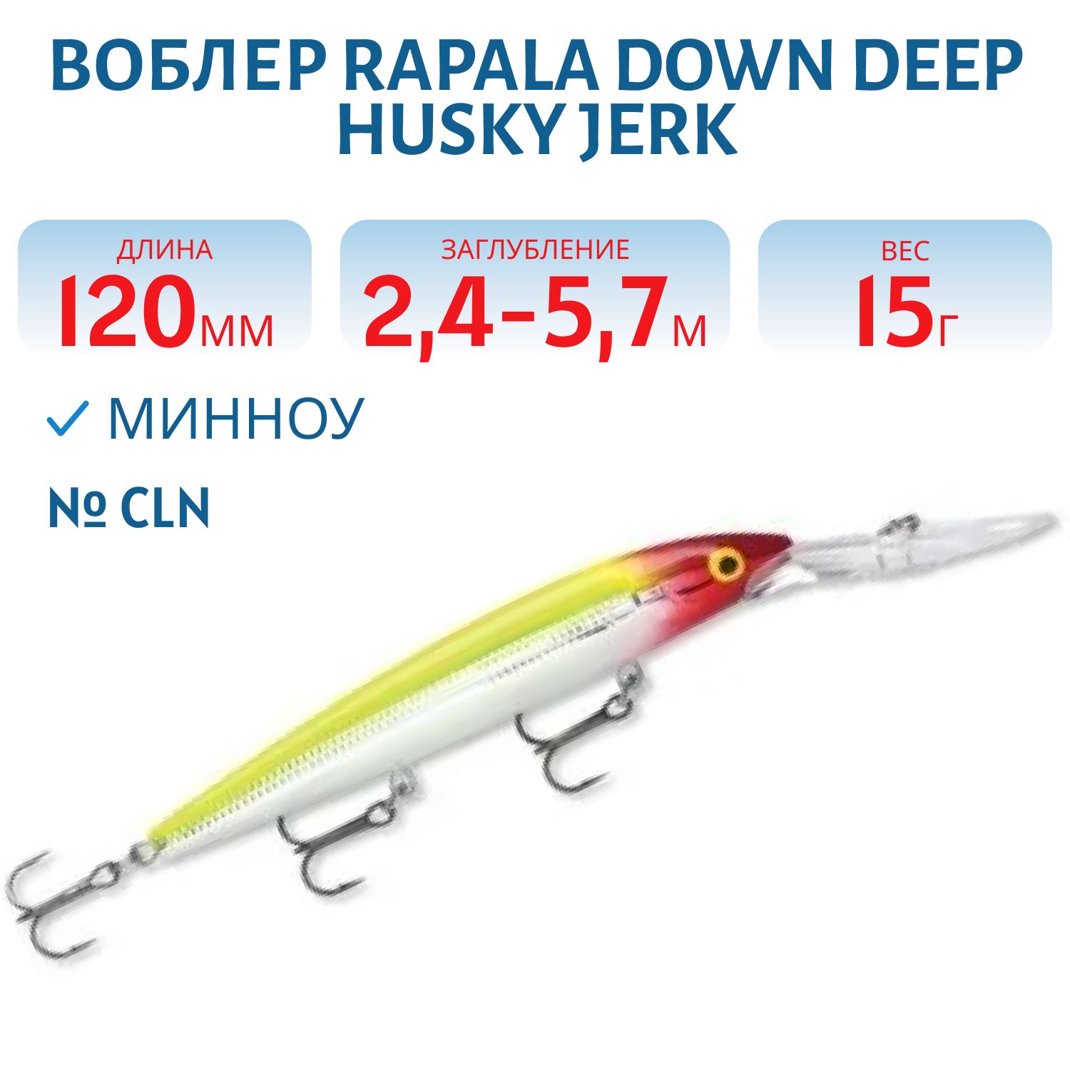 Воблер Rapala Down Deep Husky Jerk 12 /CLN