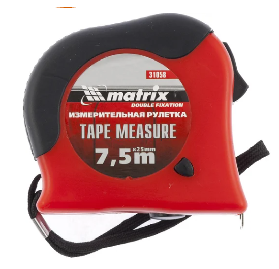 Рулетка 7, 5м*25мм Double fixation MATRIX (31058)