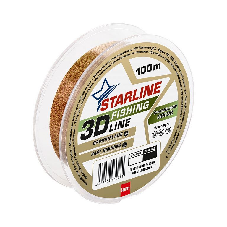 Монофильная леска STARLINE 3D Line Pixel 100m (chameleon) d0.34