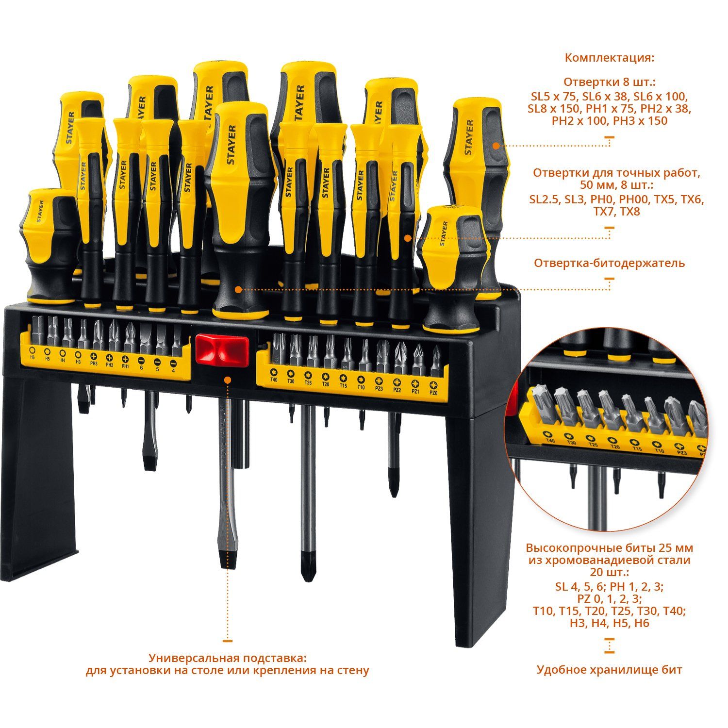 Набор отверток и бит (37шт.) STAYER (25312-H37)