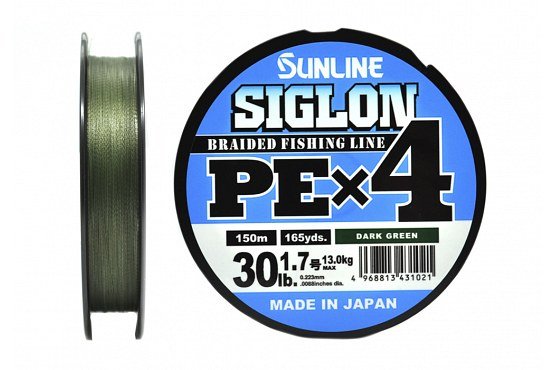 Шнур Sunline SIGLON PE×4 150M(Dark Green) #1.7/30LB