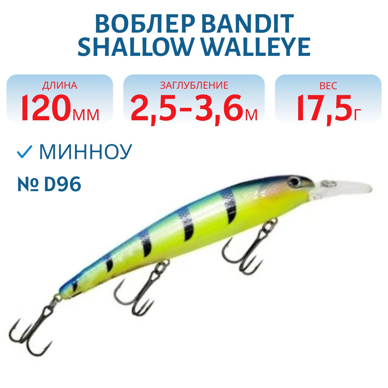 Воблер BANDIT SHALLOW WALLEYE D96
