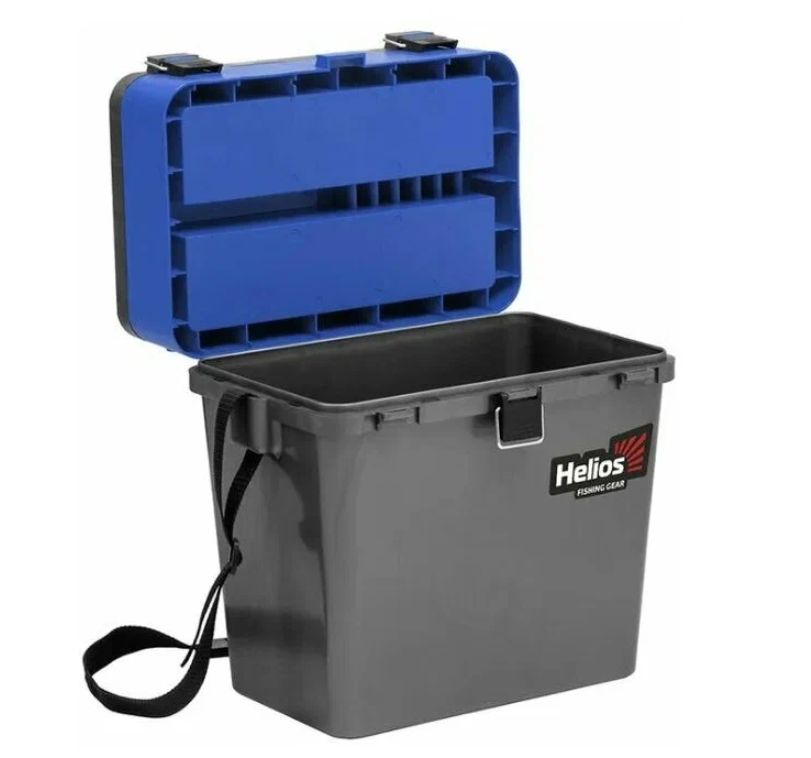 Ящик рыболовный зимний (19л) двухсекционный серый/синий Helios