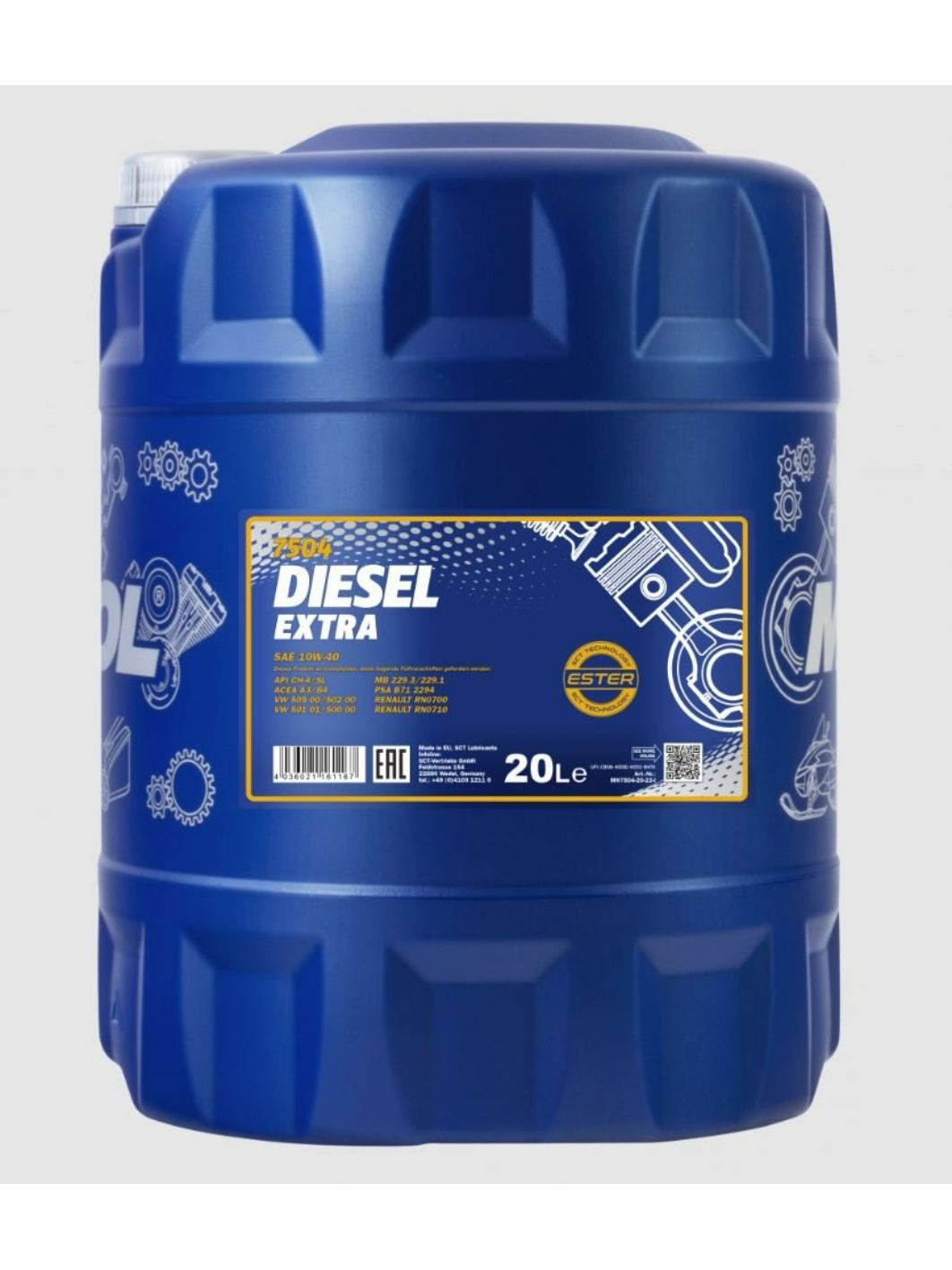 MANNOL Diesel Extra 10W40 7504 20л полусинтетическое моторное масло