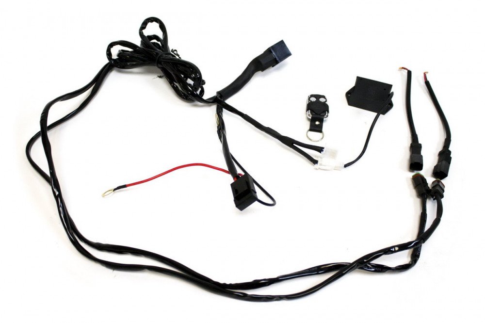 комплект проводки для подключения 2-х дополнительных led-фар (с радиопультом, реле 40а) "redbtr"