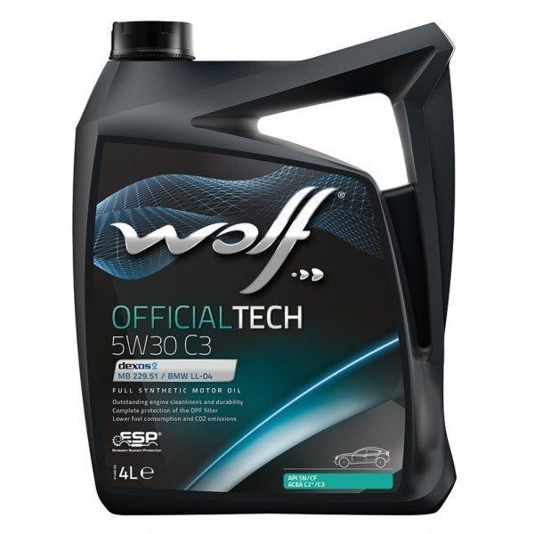 WOLF OFFICIALTECH 5W30 C3 SP EXTRA 4л синтетическое моторное масло