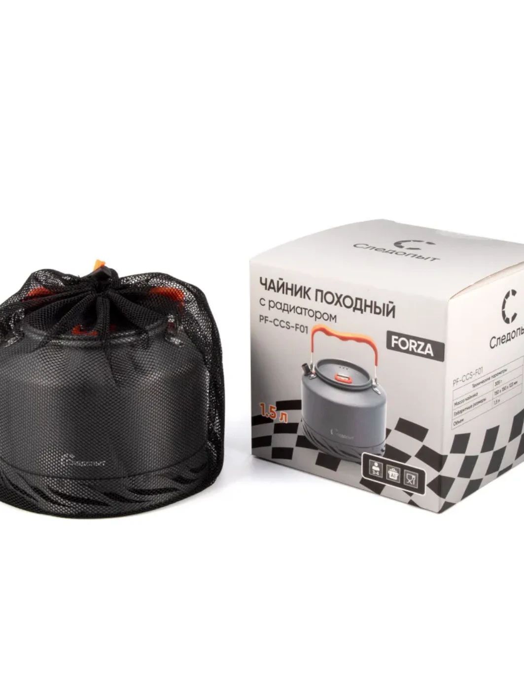 Чайник походный с радиатором СЛЕДОПЫТ - FORZA, 1,5 л, анодир. алюм.