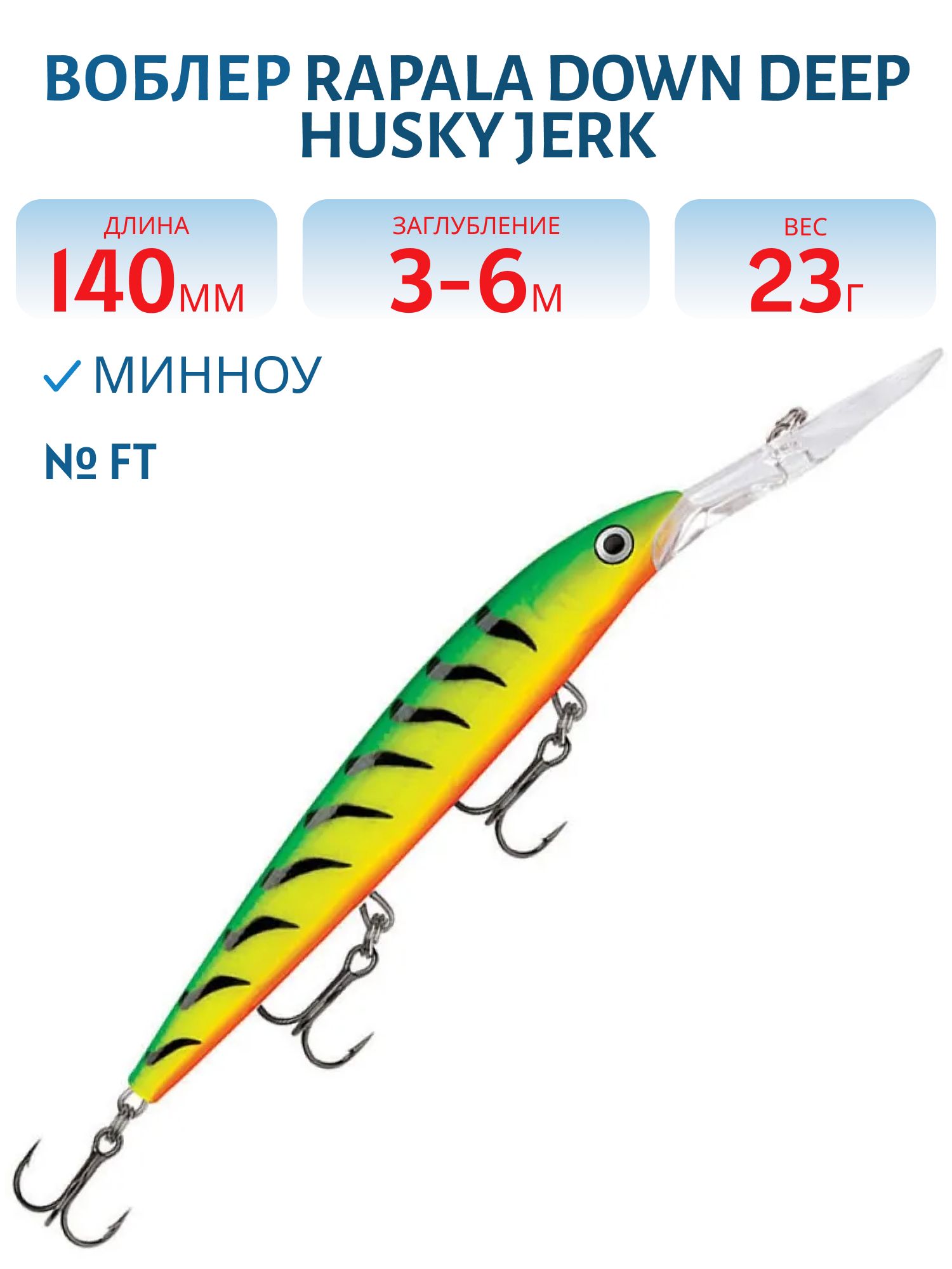 Воблер Rapala Down Deep Husky Jerk 14 /FT