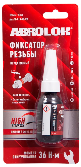 Фиксатор резьбовых соединений ABRO красный 10мл TL-010-RD-RW