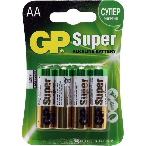 Батарейка LR6 (AA) GP Alkaline Super (4шт.) (226649)
