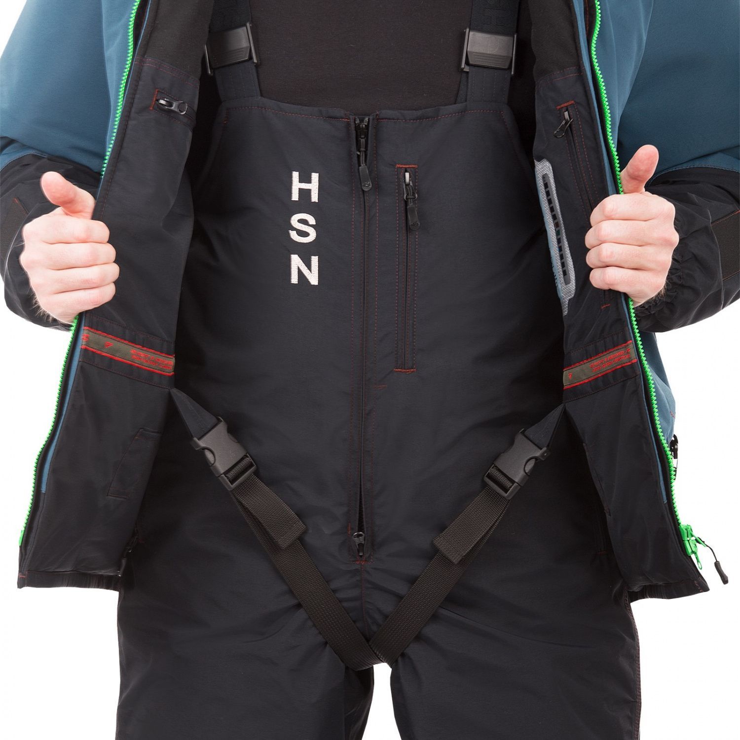 Костюм-поплавок мужской зимний "Rescuer II comfort",  hardguard,  бирюза (зеленые молнии) (46-48/182) м