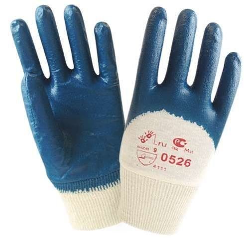 Перчатки рабочие трикотажные 2Hands 0526 с нитриловым покрытием синие
