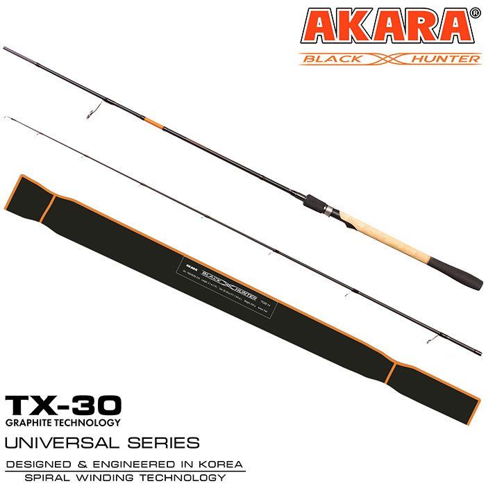 Хлыст угольный для спиннинга Akara Black Hunter H762 (17-51) 2, 28 м