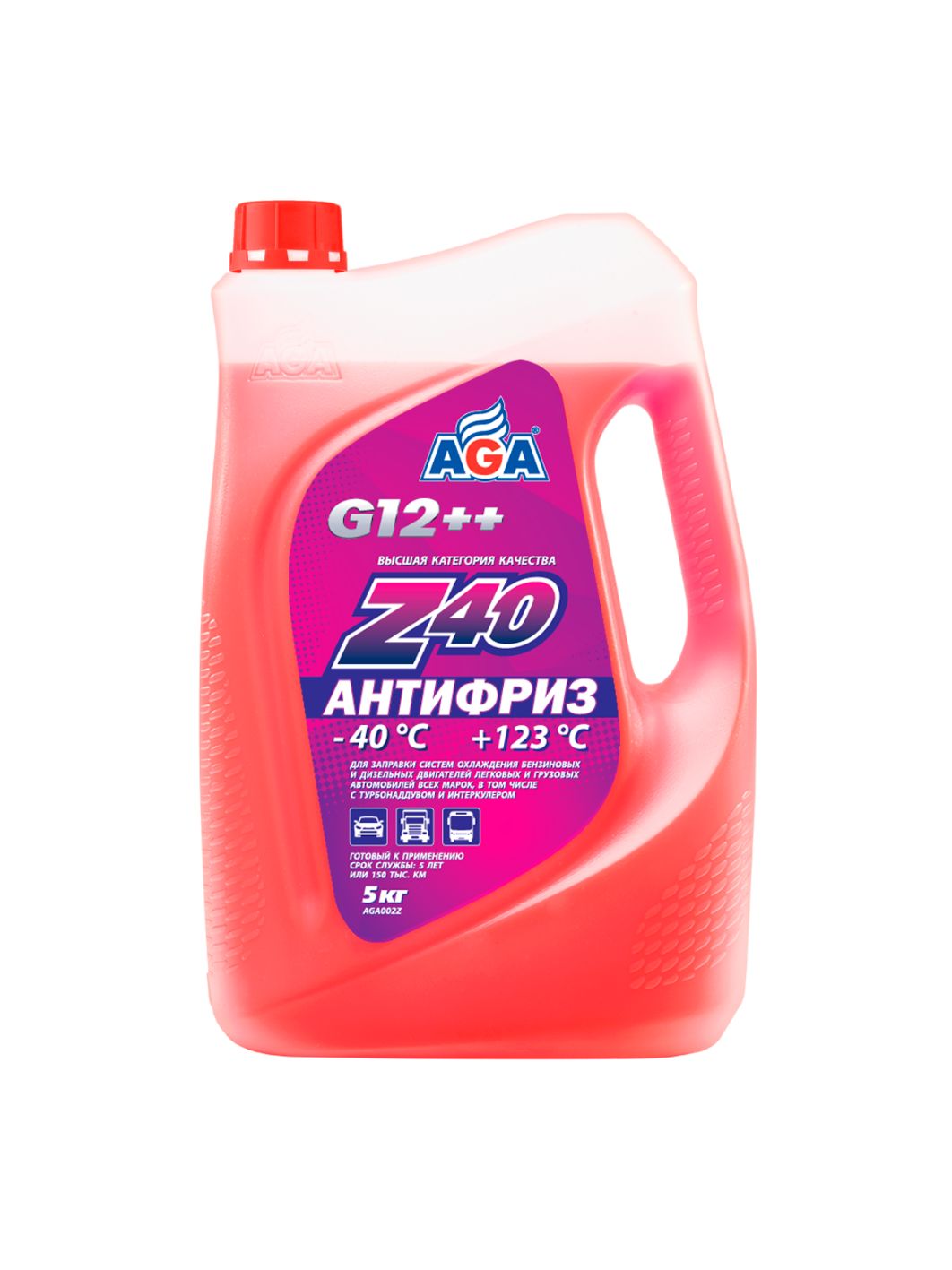 Антифриз AGA Z40 G-12++ 5 кг. красный
