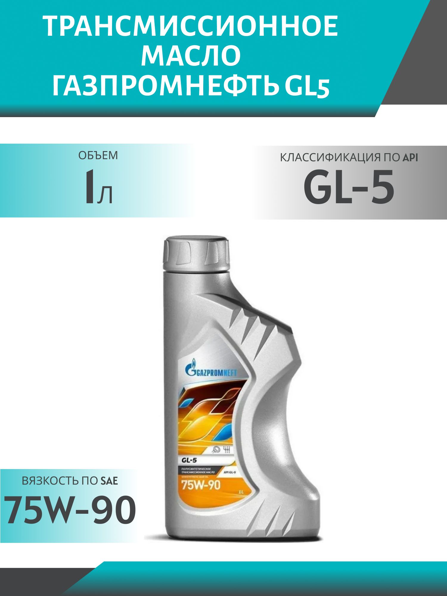 ГАЗПРОМНЕФТЬ 75W90 GL5 1л п/синт трансмиссионное масло