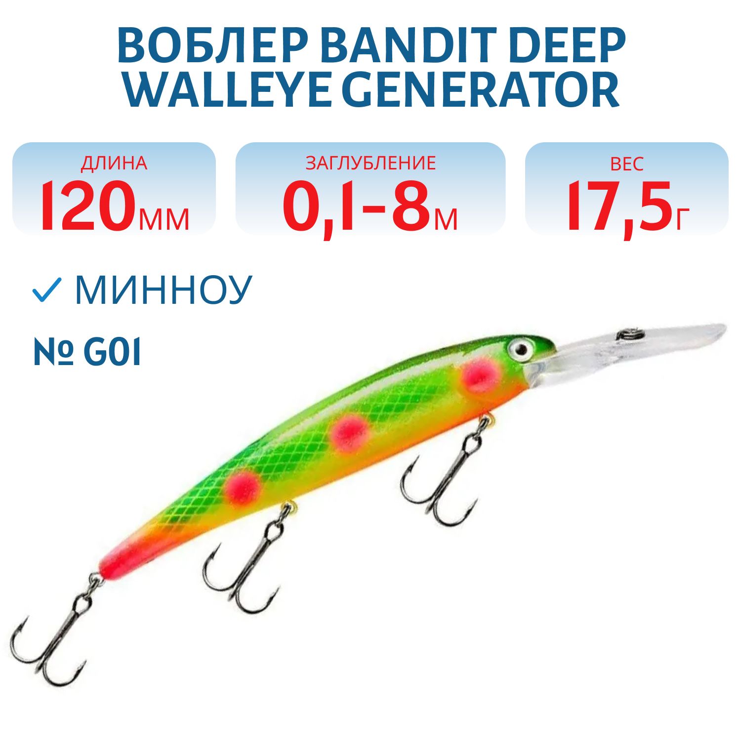 Воблер BANDIT DEEP WALLEYE GENERATOR G01