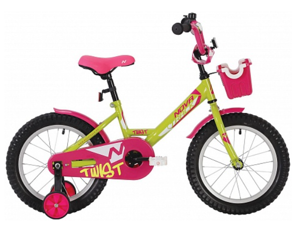 Велосипед колёса 12" детский NOVATRACK Twist, 1 скорость, рама сталь 8,5" (желтый/розовый) 