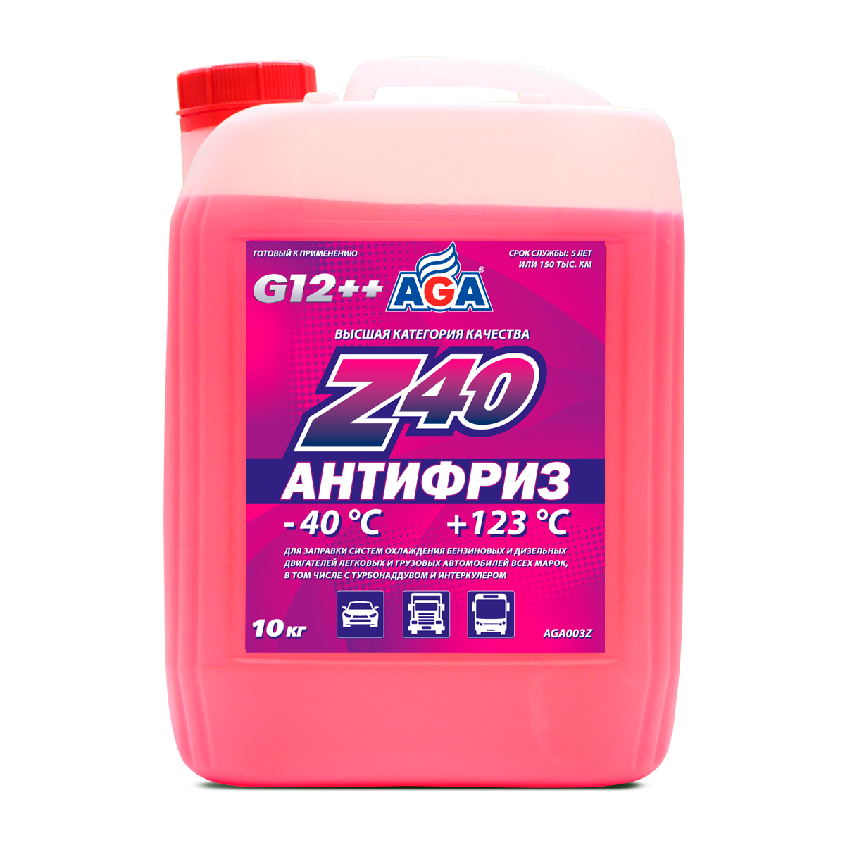 Антифриз AGA Z40 G-12++ 10 кг. красный
