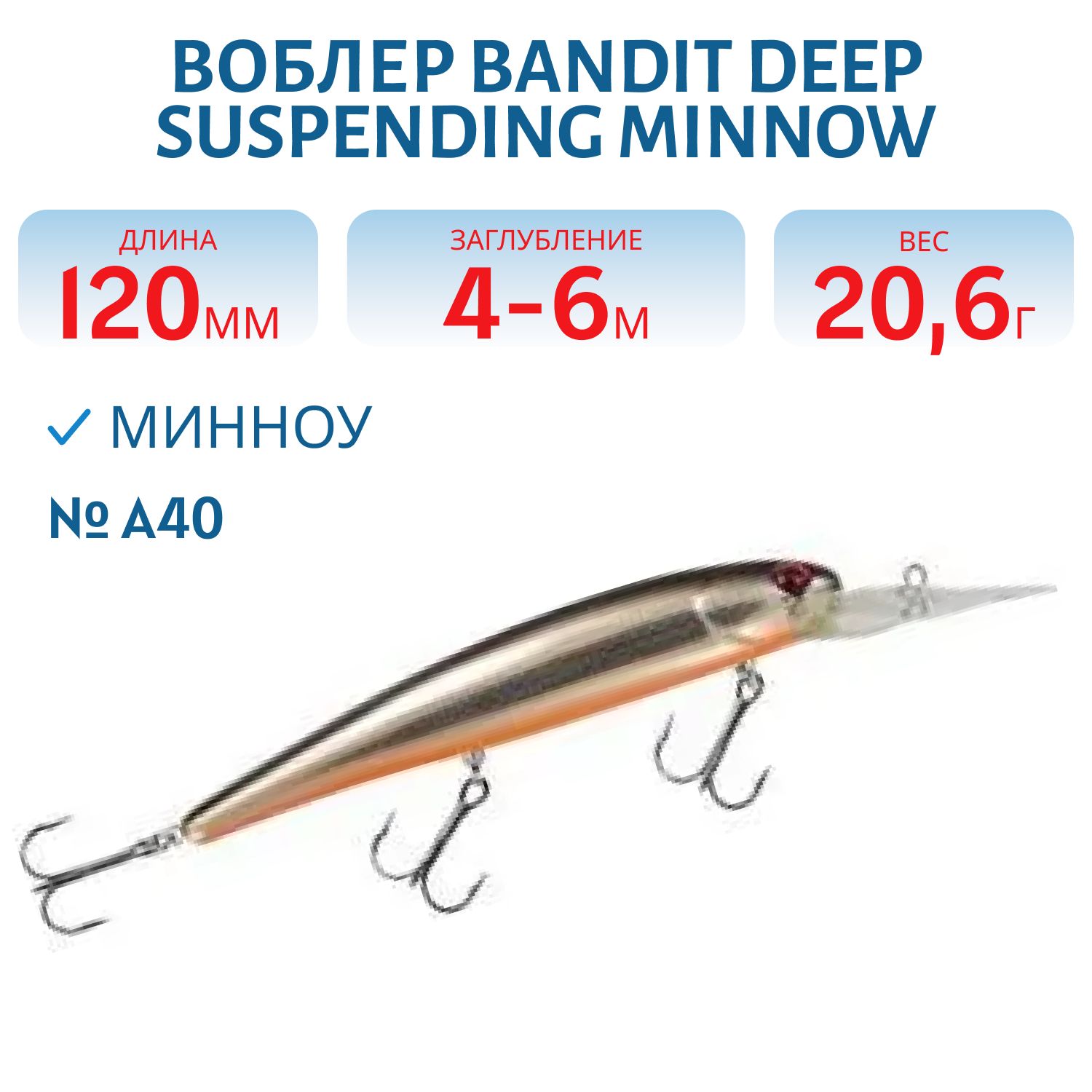 Воблер BANDIT DEEP SUSPENDING MINNOW A40