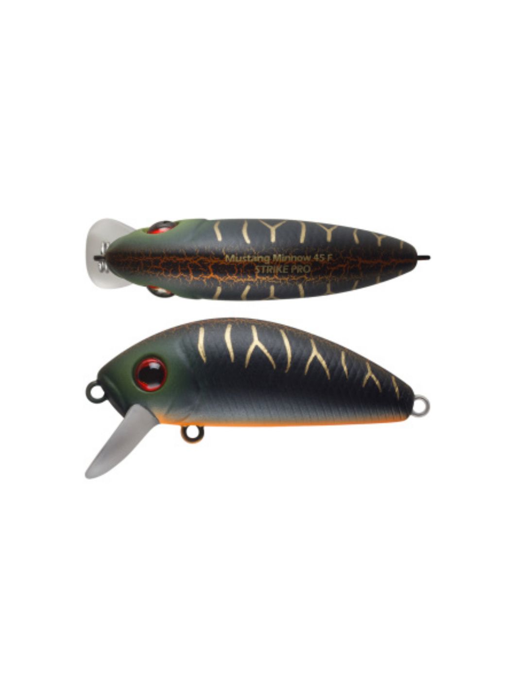 Воблер Минноу Strike Pro Mustang Minnow 60,  60 мм,  5, 8 гр,  Загл. 0, 3м.-0, 7м.,  Плавающий,  цвет: A208S Black Mat Tiger,  (MG-002A#A208S)