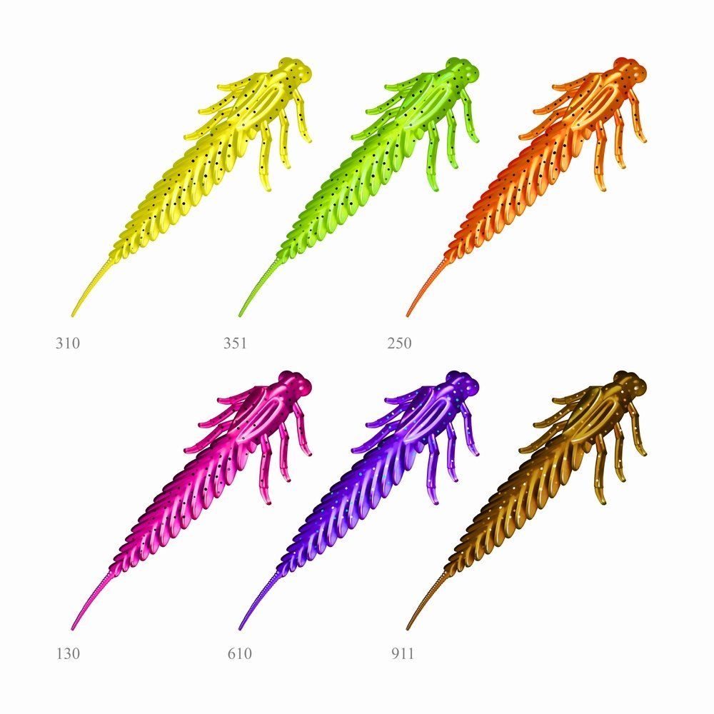 Приманка ZUB-LARVA 100мм-4шт,  (цвет 250) морковный с блестками