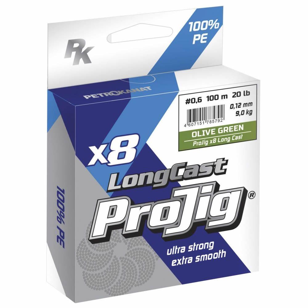 Шнур ProJig X8 Long Cast 0, 18мм 14, 0кг 100м хаки