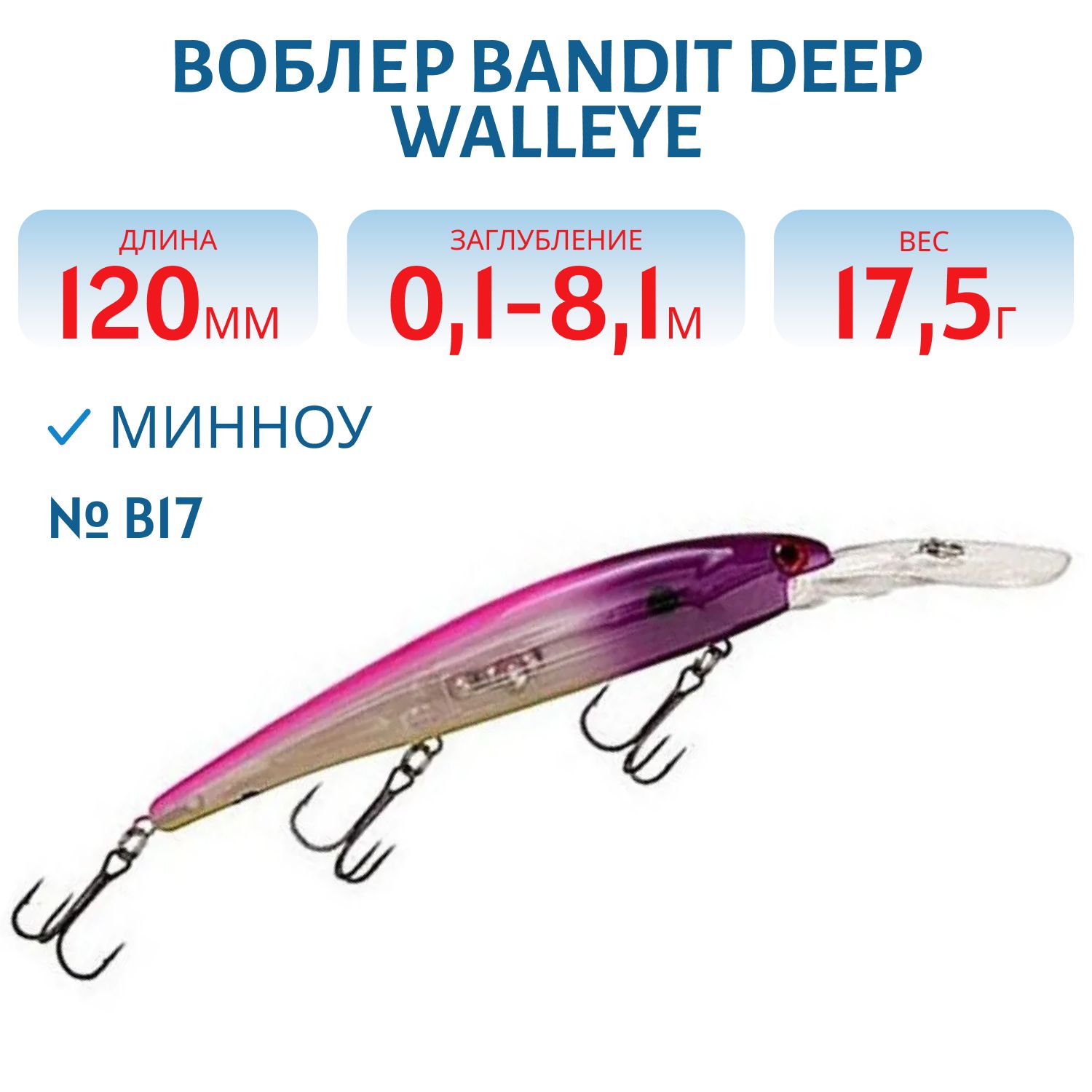 Воблер BANDIT DEEP WALLEYE B17