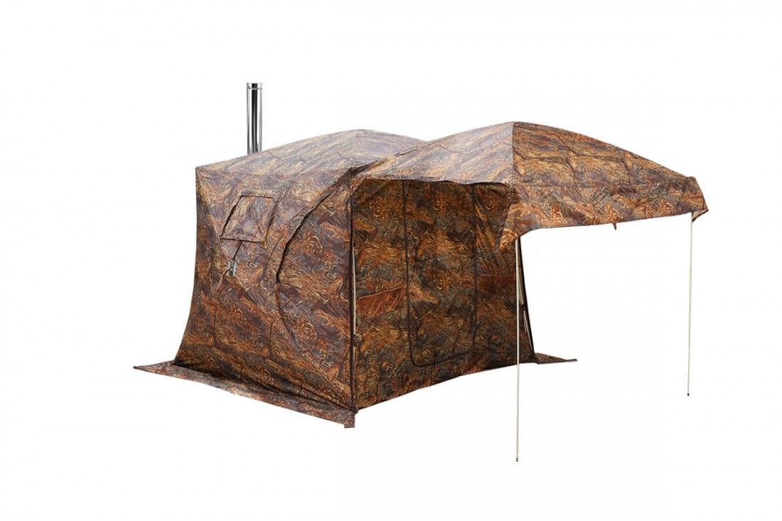 Палатка всесезонная КУБ 1.80 двухслойная Берег (с верандой-сеткой и полом ПВХ)