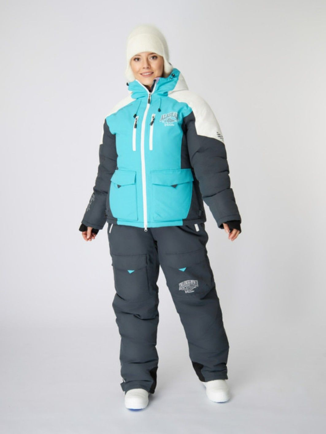 Костюм зимний Alaskan Vanda женский S белый/голубой/серый (куртка+полукомбинезон)