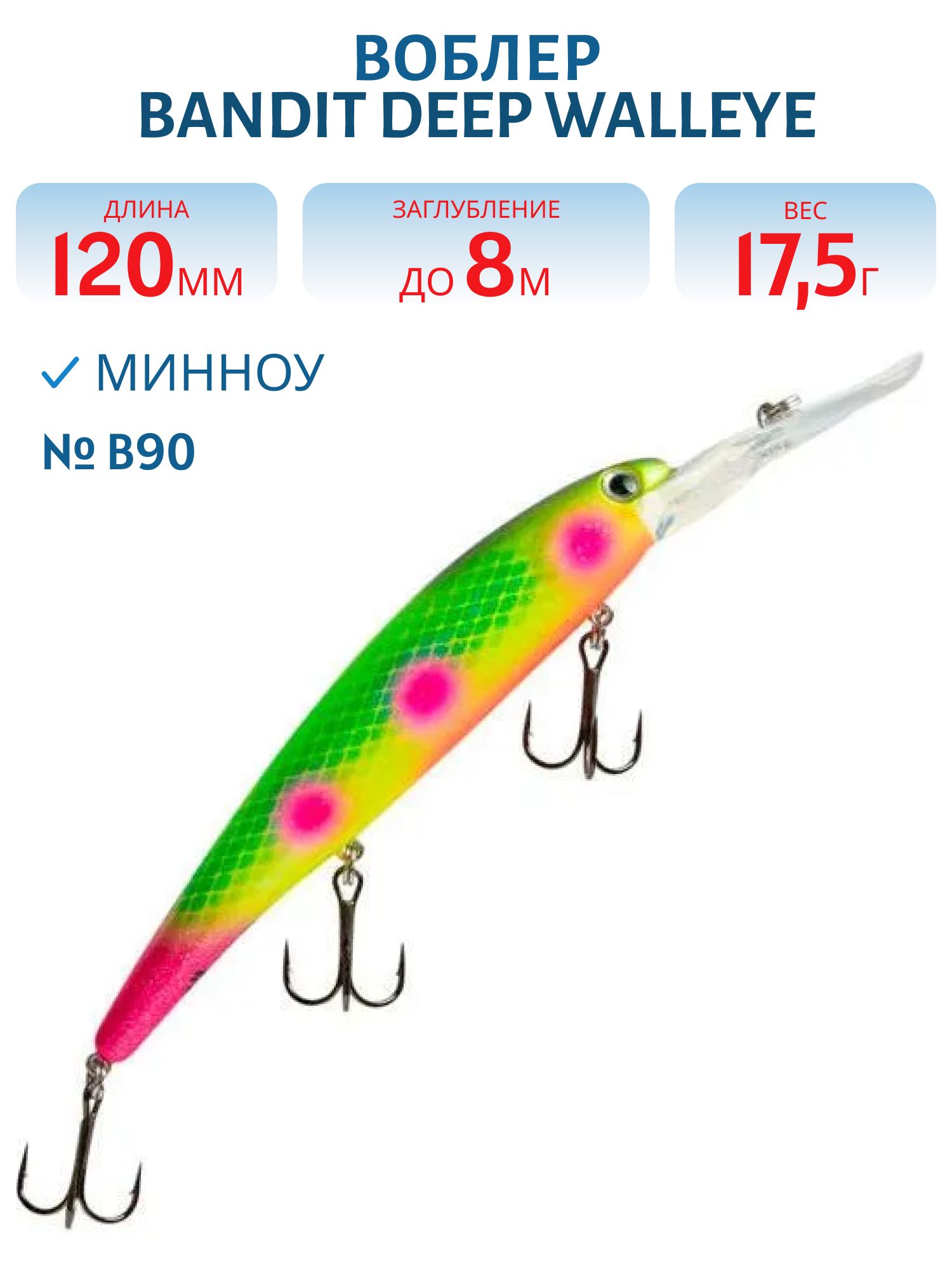 Воблер BANDIT DEEP WALLEYE B90