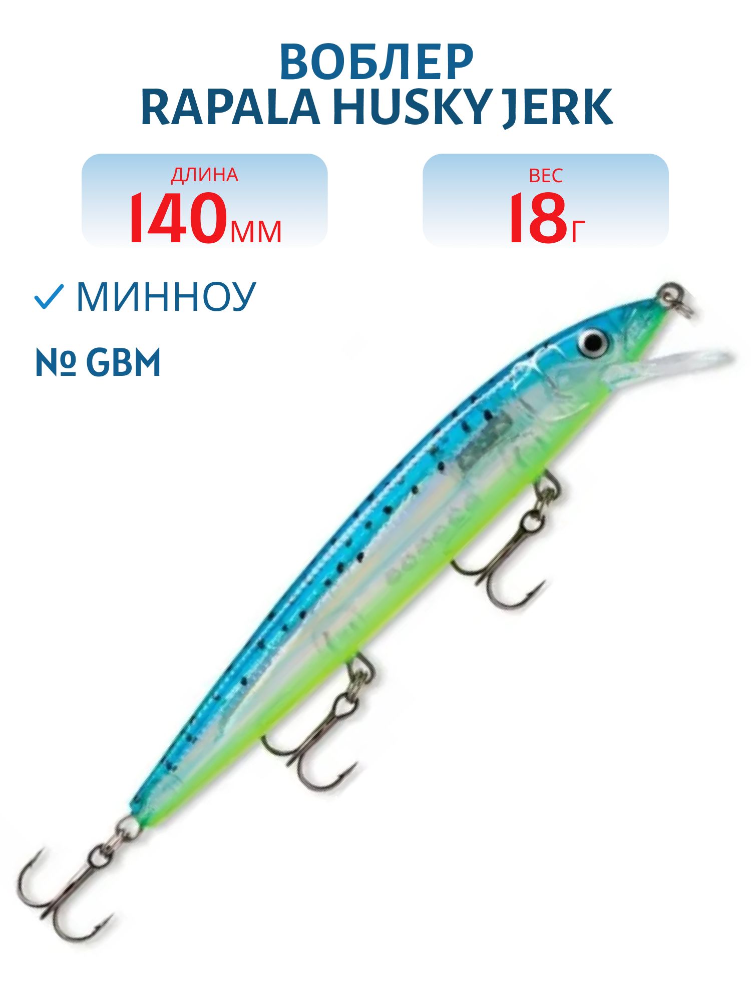 Воблер Rapala Husky Jerk 14 /GBM