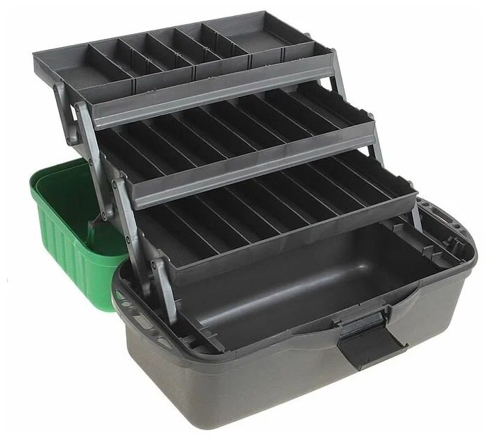 Ящик рыболова трехполочный зеленый Helios